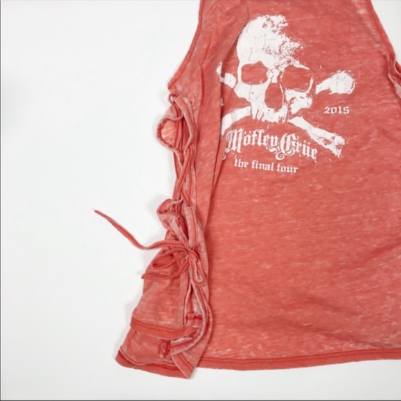 Motley Crue Skull Crossbones 2015 The Final Tour Burnout TieSide TankTop Size Sm - Picture 10 of 12